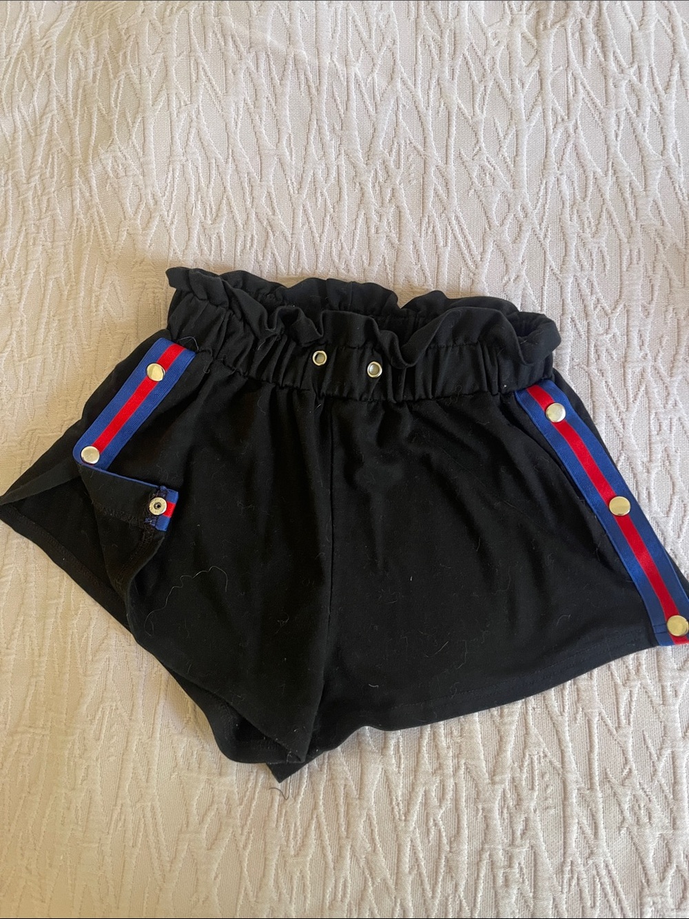 Aritzia Black Shorts with Red and Blue Stripe Detail